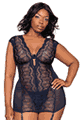 Contemporary Lace and Mesh Garter Slip and G-strig