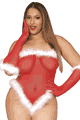 Dreamgirl ＜Lady Cat＞ Seamless Fishnet Santa Teddy with Gloves