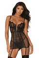 Stretch Lace and Fishnet Garter Slip and G-string