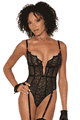 Stretch Lace and Fishnet Garter Teddy