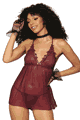 Novelty Stretch Mesh Babydoll and G-string