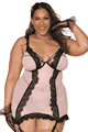 Diamond Stretch Mesh Garter Slip and G-string