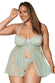Stretch Lace and Mesh Babydoll and G-string