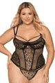 Allover Leopard Lace and Fishnet Bustier and G-string