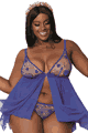 3D Embroidery Mesh Babydoll and G-string