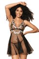 Floral Embroidery Babydoll and G-string