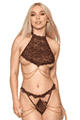 Gold-Corded Stretch Lace Bralette and G-string