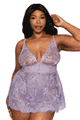 Delicate Eyelash Lace Babydoll and G-string