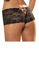 Dreamgirl ＜Lady Cat＞ Stretch Lace Open Crotch Short with Lace-up Back