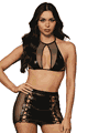 Faux-Leather and Fishnet Bralette and Garter Skirt