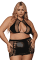 Faux-Leather and Fishnet Bralette and Garter Skirt