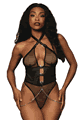 Fishnet and Faux-Leather Teddy