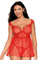 Underwire Stretch Mesh Babydoll and G-string