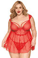 Underwire Stretch Mesh Babydoll and G-string