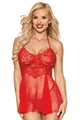 Stretch Lace and Dot Mesh Babydoll and G-string