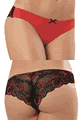 Dreamgirl ＜Lady Cat＞ Microfiber Cheeky Panty with Cross-dye Lace Back