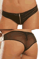 Faux Leather-look Stretch Knit Cheeky Panty