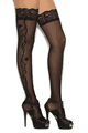 Sheer Lace Top Thigh Hi with Floral Applique