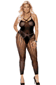 Vertical Striped Footless Bodystocking