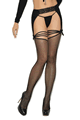 Fishnet Thigh Hi with Lace and Opaque Garter Belt