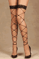 Footless Net Thigh Hi with Lace Trim