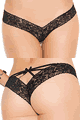 Elegant Moments ＜Lady Cat＞ Lace V Front Thong with Lace-up Back Detail