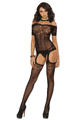Off the Shoulder Crochet Suspender Bodystocking