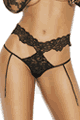 Elegant Moments ＜Lady Cat＞ Lace Thong with Attached Garters画像
