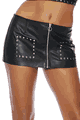 Leather Mini Skirt Trimmed in Nailheads