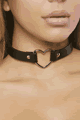 Forplay ＜Lady Cat＞ Faux Leather Choker with Metal Heart Ring画像