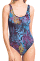 KINIKI Collection ＜Lady Cat＞ Blue Amalfi Tan Through Scoop Neck Swimsuit画像
