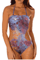 KINIKI Collection ＜Lady Cat＞ Blue Amalfi Tan Through Cut Out Swimsuit画像