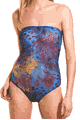 KINIKI Collection ＜Lady Cat＞ Blue Amalfi Tan Through Tube Swimsuit画像