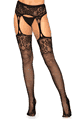 Rhinestone Lace Top Fishnet Stockings