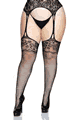 Rhinestone Lace Top Fishnet Stockings