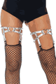 Dual Strap Iridescent Studded Garter Suspender