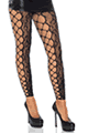Footless Leopard Lace Crotchless Tights