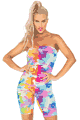 Rainbow Camo Mesh Strapless Romper