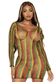 Rasta Net Long Sleeve Mini Dress