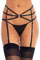 Leg Avenue ＜Lady Cat＞ Strappy Elastic Rhinestone Garter Belt