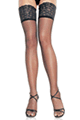 Sheer Thigh Highs with 5 inch Silicon Stay Up Lace Top