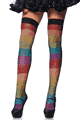Rainbow Thigh Highs with Fishnet Overlay