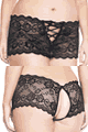 Music Legs ＜Lady Cat＞ Open Back Cheeky Lace Boyshort