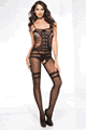 Bodystocking with Faux Design Buttoned Up Teddy