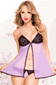 Lace Overlay Cup Babydoll with G-string