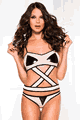 Wet Look Center Cross Design Cami and Panty