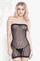 Strapless Vertical Striped Sheer Mini