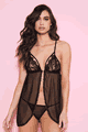 Open Front Mesh Babydoll with Detachable Clip