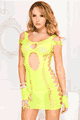 Off the Shoulder Side Net Spandex Cutout Dress