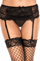 Music Legs ＜Lady Cat＞ Floral Lace Garterbelt with G-string